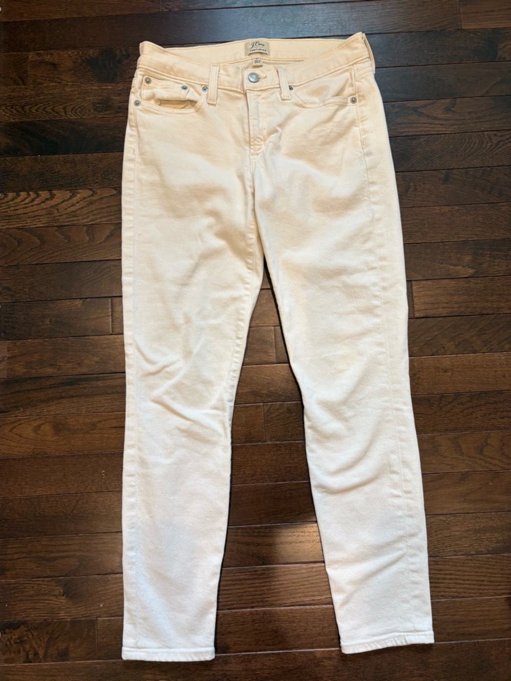 J. Crew Toothpick Slim White Jeans Size 27 Cropped Summer Denim